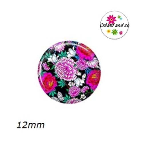 X2 cabochons fleuris 12mm