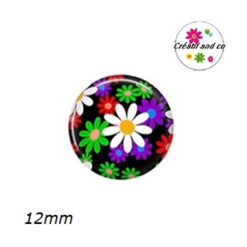 X2 cabochons fleuris 12mm