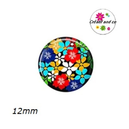 X2 cabochons fleuris 12mm