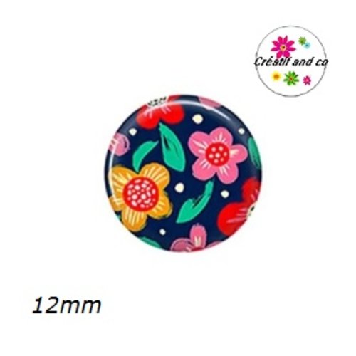 X2 cabochons fleuris 12mm