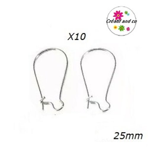 X10 supports boucles d'oreilles argentés 25mm