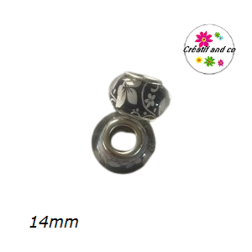 Grosse perle motif fleur blanche 14mm