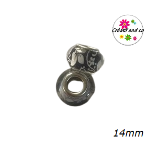 Grosse perle motif fleur blanche 14mm