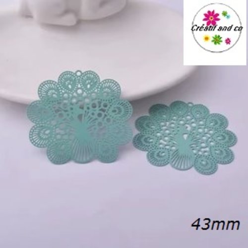 Breloque estampe paon vert paon 43mm