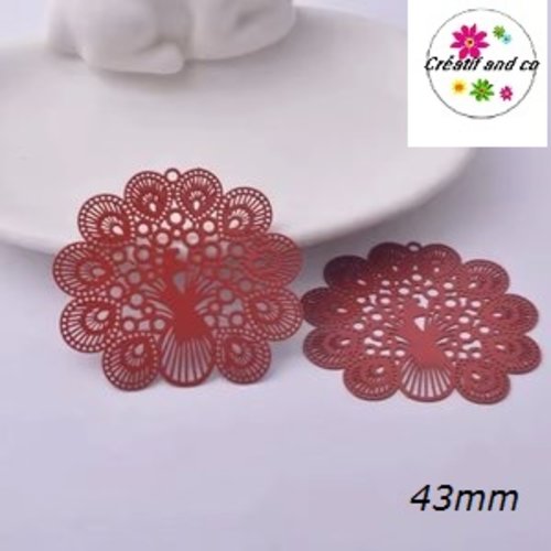 Breloque estampe paon rouge 43mm