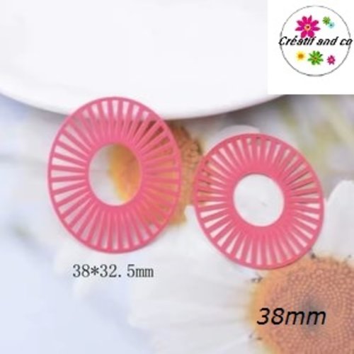 Breloque estampe ovale rose flashy  38mm