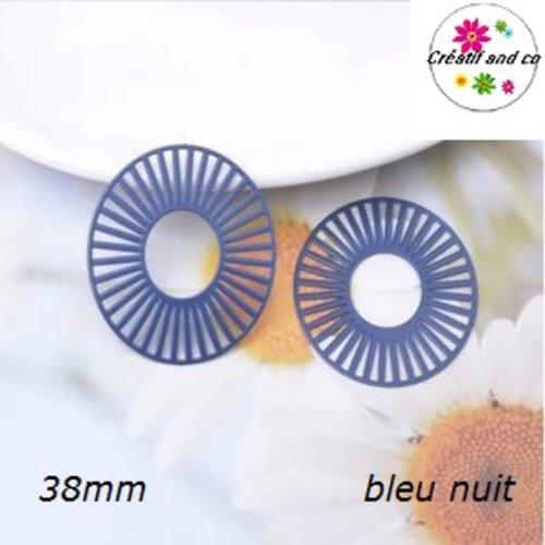 Breloque estampe ovale bleu nuit 38mm