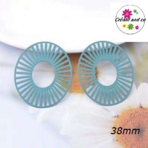 Breloque estampe ovale vert paon 38mm