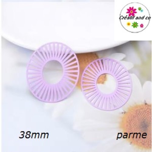 Breloque estampe ovale parme 38mm