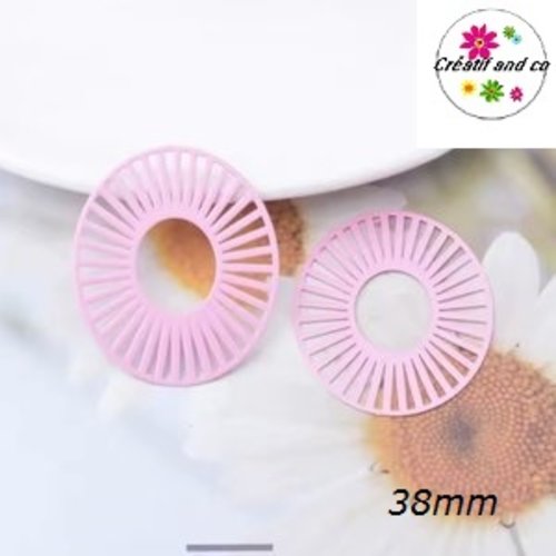 Breloque estampe ovale rose 38mm