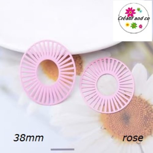 Breloque estampe ovale rose 38mm