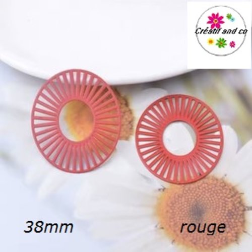 Breloque estampe ovale rouge 38mm