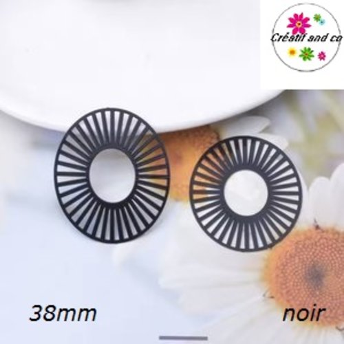 Breloque estampe ovale noire 38mm