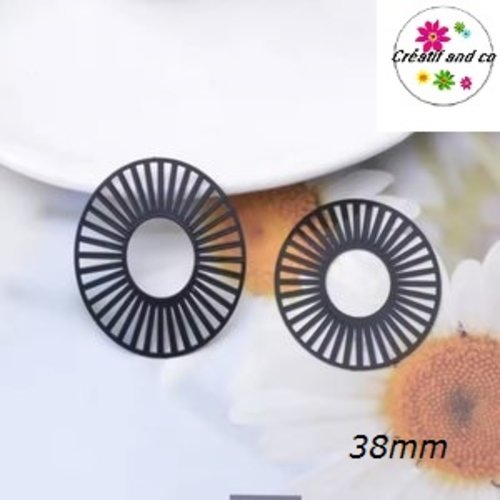 Breloque estampe ovale noire 38mm