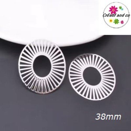 Breloque estampe ovale argent 38mm