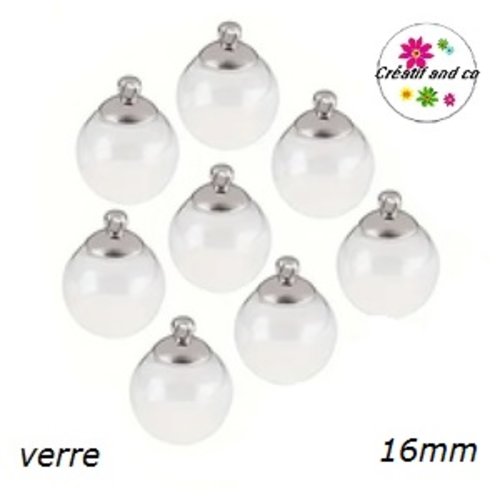 Boule en verre globe ronde à remplir attache acier inoxydable 16mm