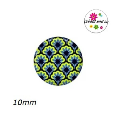 X2 cabochons à motif 10mm