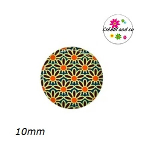 X2 cabochons à motif 10mm