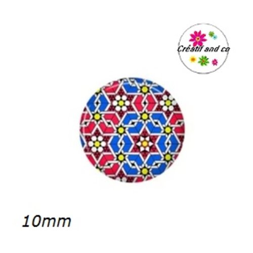 X2 cabochons à motif 10mm