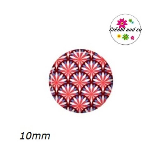 X2 cabochons à motif 10mm