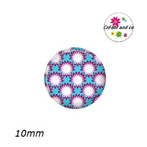 X2 cabochons à motif 10mm