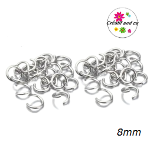 X50 anneaux de jonction ouverts acier inoxydable 8mm