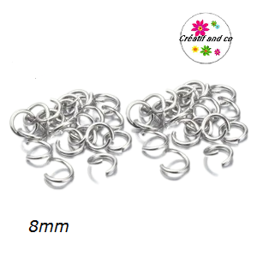 X50 anneaux de jonction ouverts acier inoxydable 8mm