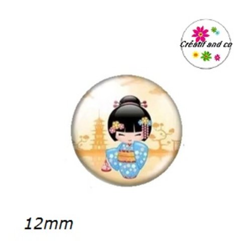 X2 cabochons kokeshi 12mm