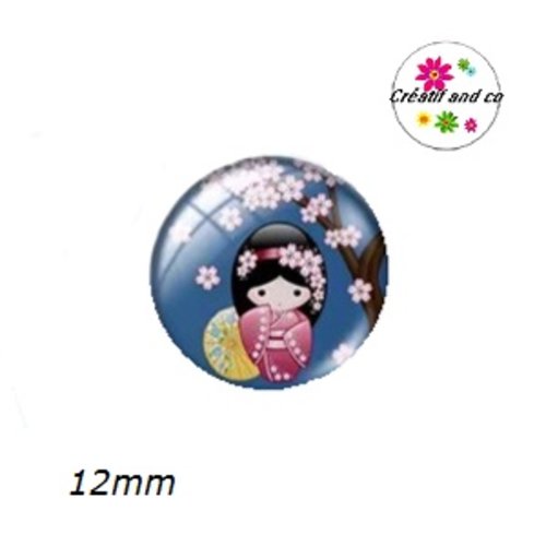 X2 cabochons kokeshi 12mm