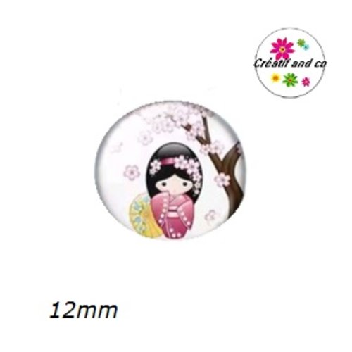 X2 cabochons kokeshi 12mm