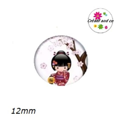 X2 cabochons kokeshi 12mm