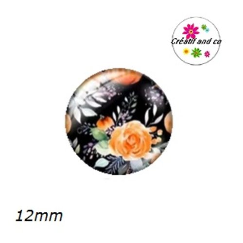 X2 cabochons motif fleur 12mm
