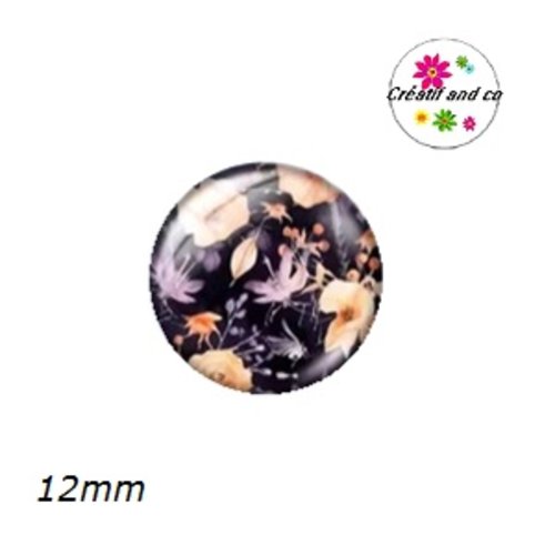 X2 cabochons motif fleur 12mm