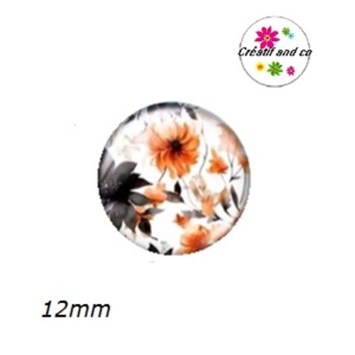 X2 cabochons motif fleur 12mm