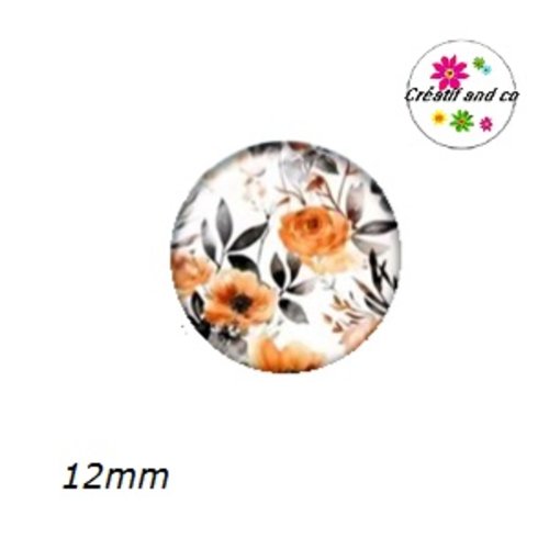 X2 cabochons motif fleur 12mm