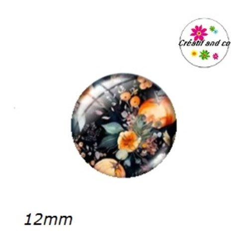 X2 cabochons motif fleur 12mm