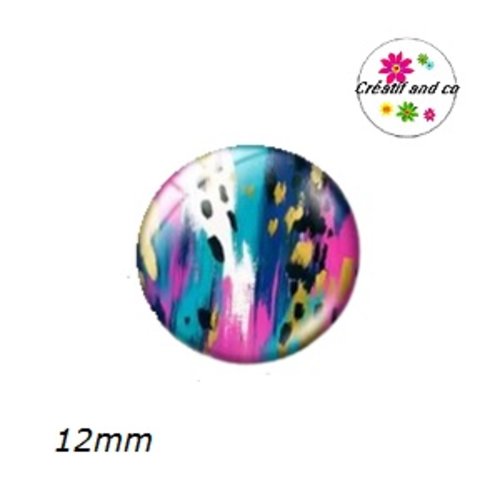 X2 cabochons motif imprimé léopard aquarelle 12mm