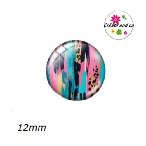 X2 cabochons motif imprimé léopard aquarelle 12mm