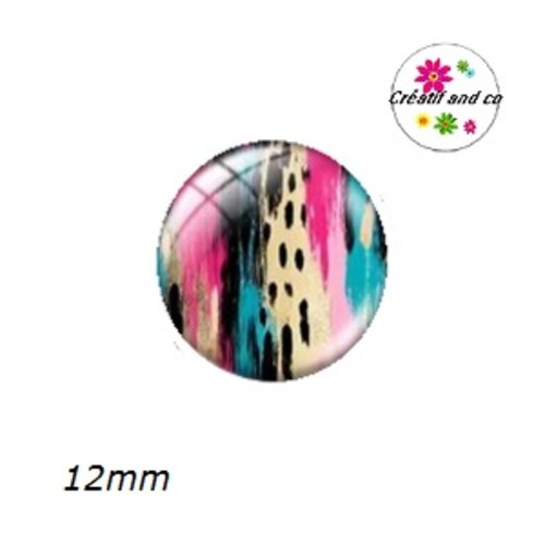 X2 cabochons motif imprimé léopard aquarelle 12mm