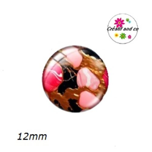 X2 cabochons effet marbré 12mm