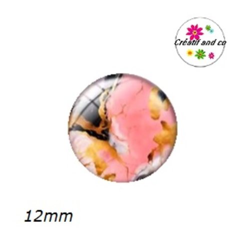 X2 cabochons effet marbré 12mm