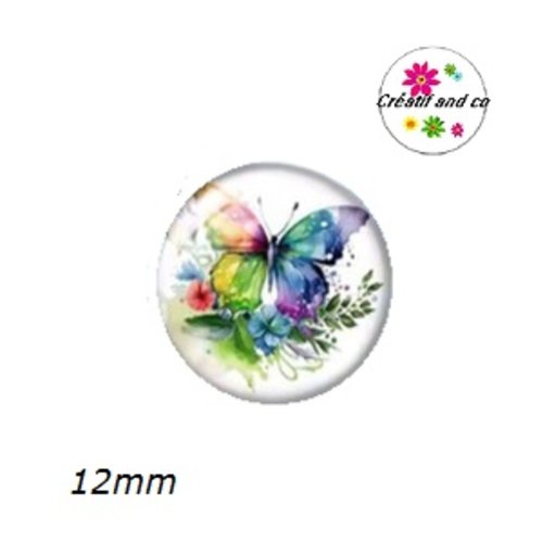 X2 cabochons papillon 12mm