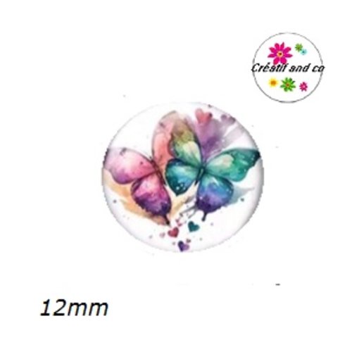 X2 cabochons papillon 12mm