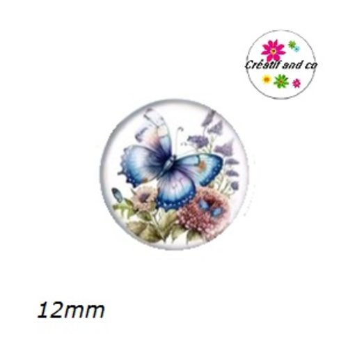 X2 cabochons papillon 12mm