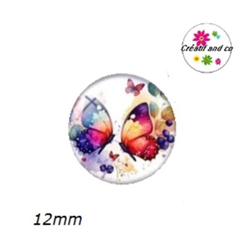 X2 cabochons papillon 12mm