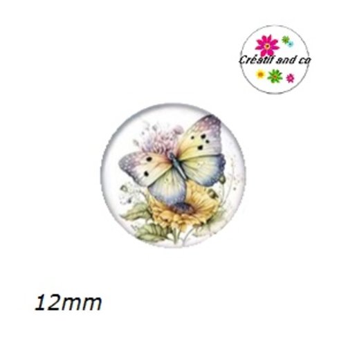 X2 cabochons papillon 12mm