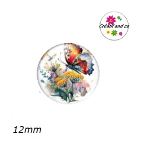 X2 cabochons papillon 12mm