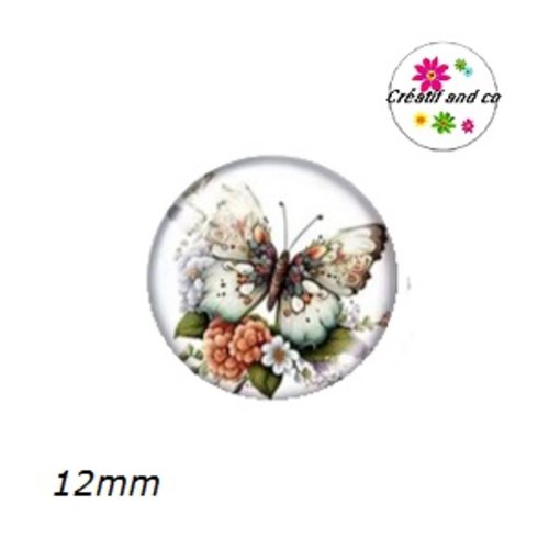 X2 cabochons papillon 12mm