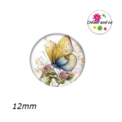 X2 cabochons papillon 12mm