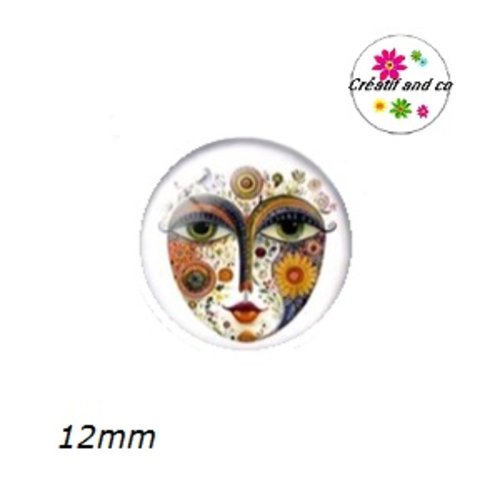 X2 cabochons visage abstrait 12mm